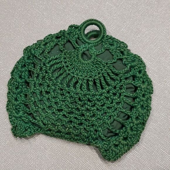 Vintage Handmade Crocheted Dark Green Coin Purse 124 - Picture 1 of 5